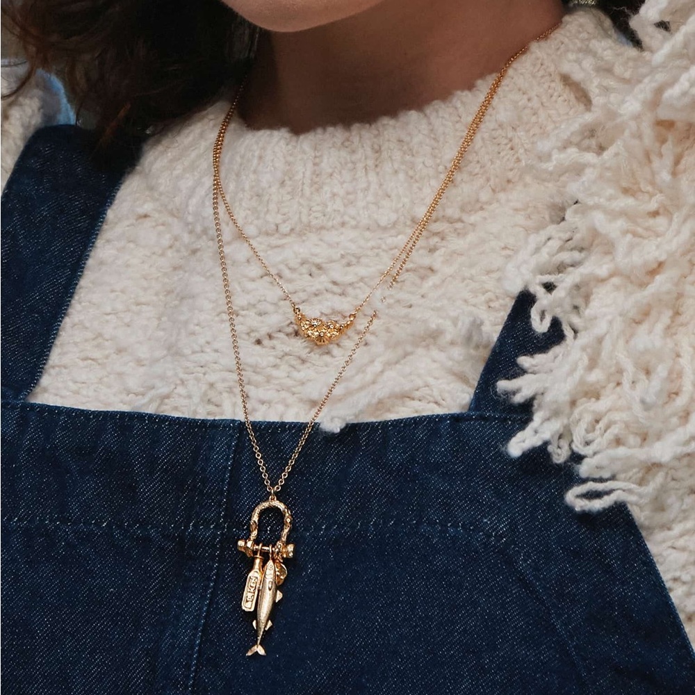 Alex Monroe Gold Fish Charm Pendant Necklace - Women Jewelry